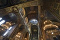 Interior of the famous St. Volodymyr Cathedral with icons and painting frescoes on the wall in Kyiv, Ukraine