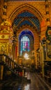 Interior of fantastic Church of Our Lady Assumed into Heaven also known as Saint Mary`s Church in the market square of Krakow, P Royalty Free Stock Photo