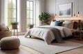 An interior filled with gentle shades and natural materials, creating the perfect hygge space Royalty Free Stock Photo