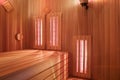 Interior of Finnish sauna, infrared panels for medical procedures Royalty Free Stock Photo