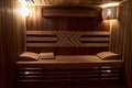 Interior of Finnish wooden sauna Royalty Free Stock Photo