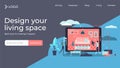 Interior flat tiny persons vector illustration landing page template design