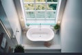 home white house tub window design wall room indoor apartment interior. Generative AI.
