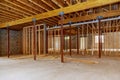 Interior frame of a new basement under construction Royalty Free Stock Photo