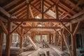 Interior framing of a new house under construction Royalty Free Stock Photo