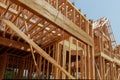 Interior framing of a new house under construction Royalty Free Stock Photo