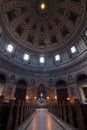 Interior Frederik`s Church Frederiks Kirke also known as the Marble Church with its huge dome in Copenhagen