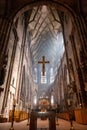 Interior of the Freiburger Munster cathedral in Germany. Royalty Free Stock Photo