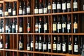 Interior of a French wine shop where gourmet enthusiasts find the most renowned labels on shelves