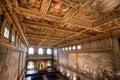 Interior with fresco and golden ceiling of the 14th century Palazzo Vecchio Royalty Free Stock Photo