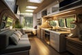 Interior furnishings of a mobile home. Generative AI