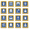 Interior furniture icons set blue square vector Royalty Free Stock Photo