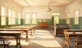 Classroom class interior desk empty study board learn school room educational