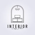 interior furniture room logo symbol icon sign vector line art illustration design.. Royalty Free Stock Photo