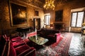 Interior furniture salon of a seventeenth-century castle Royalty Free Stock Photo