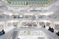 Interior of futuristic Library in white.