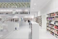 Interior of futuristic Library in white.