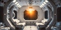 Interior of a futuristic Spacestation orbiting a Star Royalty Free Stock Photo