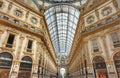 Interior of the gallery Victor Emmanuel with expensive boutiques in Milan Royalty Free Stock Photo