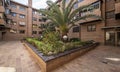 Interior gardens of common areas of an urban residential development Royalty Free Stock Photo