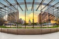 The interior of the Gateway Arch National Park in St. Louis, MO at sunset. Royalty Free Stock Photo