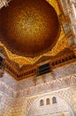 Interior: Golden Dome of the Ambassadors room in Alcazar, Seville, Spain.