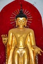 Interior of the golden Shwezigon Pagoda or Shwezigon Paya in Bagan, Myanmar Royalty Free Stock Photo