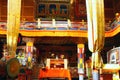 Interior of gompa in Ladakh monastery Royalty Free Stock Photo