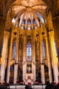 Interior of Gothic Barcelona Cathedral, Spain. Royalty Free Stock Photo