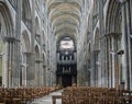 Interior of the gothic cathedral in Rouen, France