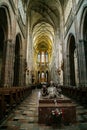 Interior of gothic St. Vitus cathedral in Prague Castle