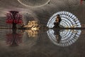 Interior of the Grand Baoen Temple Museum also known as Porcelain Tower in Nanjing, Jiangsu Province, with an exhibition about the