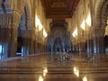 Interior of Grande Mosquee Hassan II, lights reflection on the floor.
