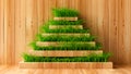 Interior grass wood background. 3d illustration, 3d rendering