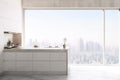 interior gray window new furniture appliance indoor contemporary sink dining kitchen floor. Generative AI. Royalty Free Stock Photo