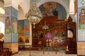 Interior Greek Orthodox Basilica of Saint George in town Madaba, Jordan Royalty Free Stock Photo