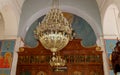 Interior Greek Orthodox Basilica of Saint George in town Madaba, Jordan Royalty Free Stock Photo