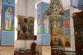 Interior Greek Orthodox Basilica of Saint George in town Madaba, Jordan Royalty Free Stock Photo