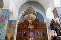 Interior Greek Orthodox Basilica of Saint George in town Madaba, Jordan Royalty Free Stock Photo