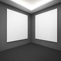Interior with grey walls and blank frames Royalty Free Stock Photo