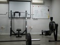 Interior a gym with balls, ropes, weights, and other accessories for exercise Royalty Free Stock Photo