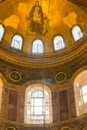 Interior of the Hagia Sophia former Orthodox church, later converted into a mosque and then converted to mosque in Istanbul,