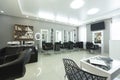 Interior of hair salon with barber armchair