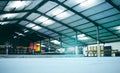 Interior hall of empty gymnastics arena, building and floor for training, professional performance or class. Backgrounds