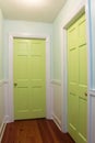 Interior hallway with two green doors Royalty Free Stock Photo