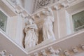 Interior of the Hermitage Museum with marble sculpture and beautiful fresco ceiling Royalty Free Stock Photo