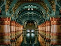 Interior of a historic Ambavilas Palace with decorated ceiling and pillars in Mysore, India Royalty Free Stock Photo