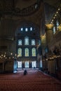 The interior of the historic Blue Mosque in Istanbul. Turkey.