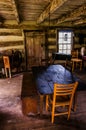 Interior of a historic log cabin in Sky Meadows State Park, VA Royalty Free Stock Photo