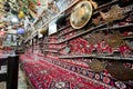 Interior of historical Persian tea house with old carpets, vintage weapon, antiques